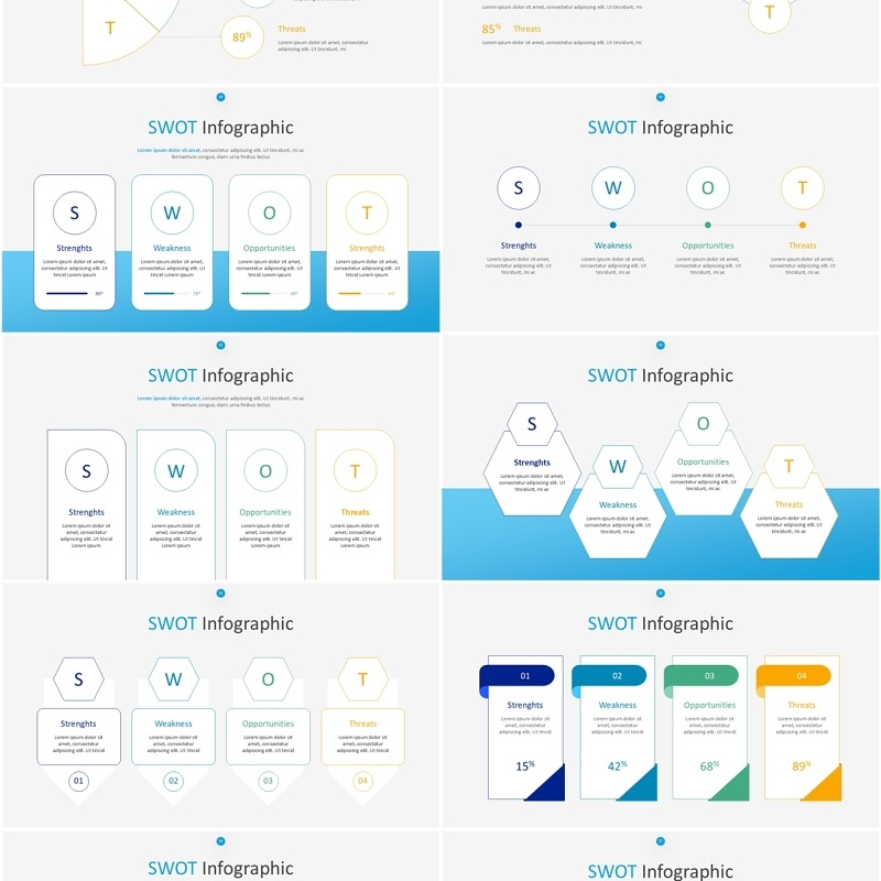 线形SWOT图表分析PPT模板SWOT Infographic