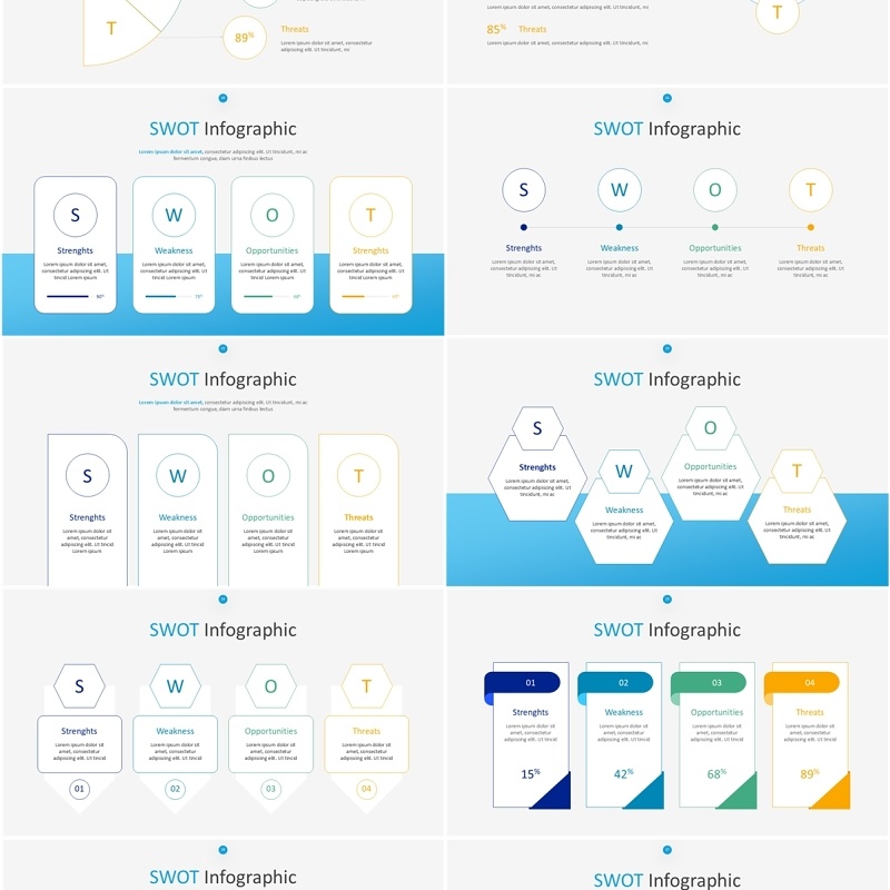 线形SWOT图表分析PPT模板SWOT Infographic