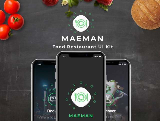 用于餐厅食品交付订单的多用途iPhone X Sketch UI套件。,Maeman UI套件 用于餐厅食品交付订单的多用途iPhone X Sketch UI套件。,Maeman UI套件