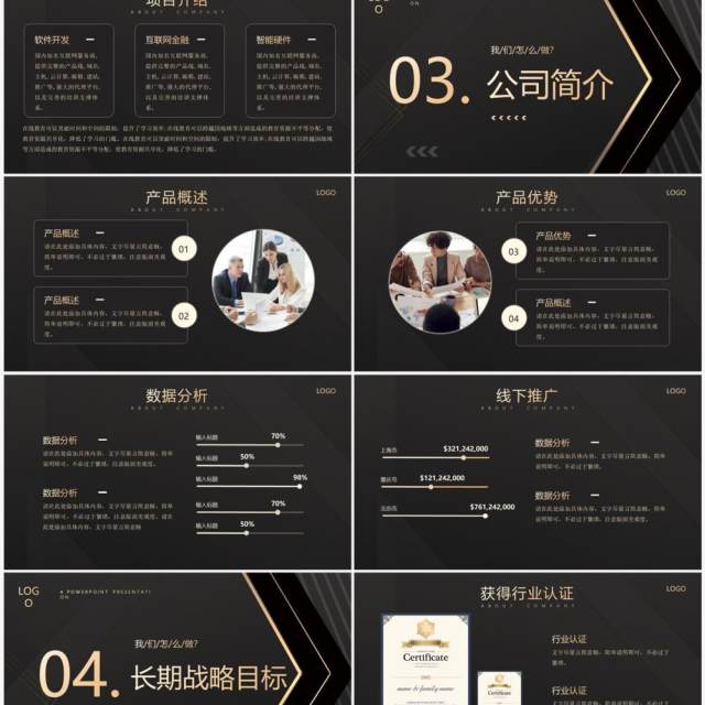 黑金商务风高端融资计划书PPT模板 黑金商务风高端融资计划书PPT模板