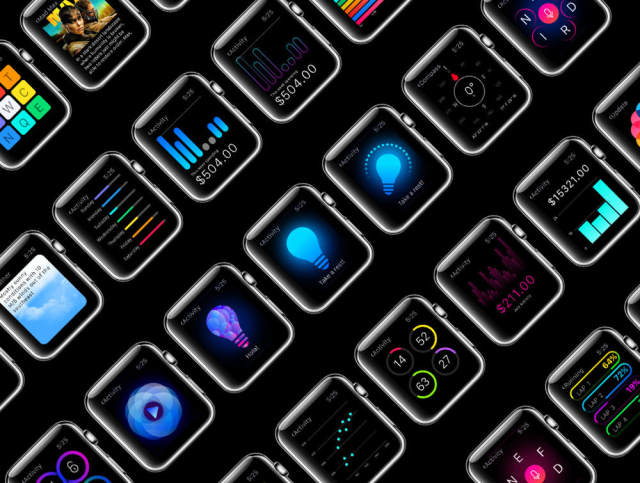 用于Apple Watch，W1 UI Kit的200多个屏幕UI工具包