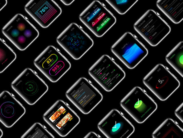 用于Apple Watch，W1 UI Kit的200多个屏幕UI工具包