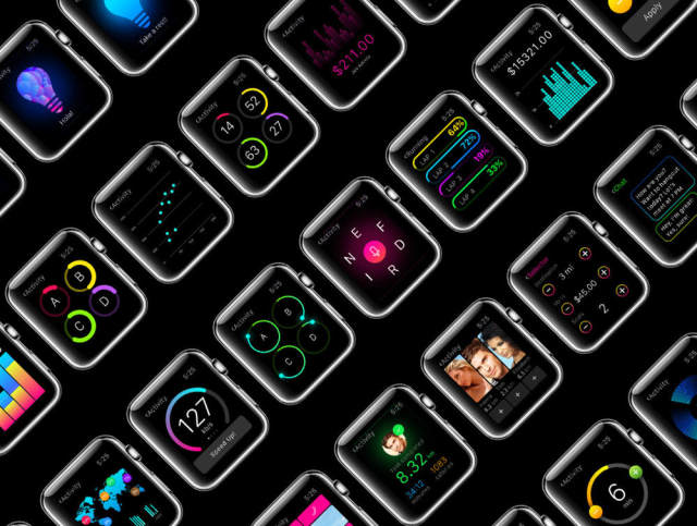 用于Apple Watch，W1 UI Kit的200多个屏幕UI工具包