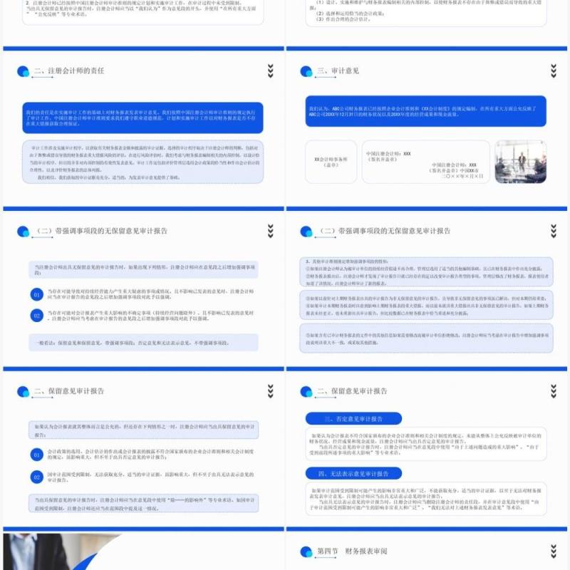 蓝色简约商务风审计报告企业培训PPT模板