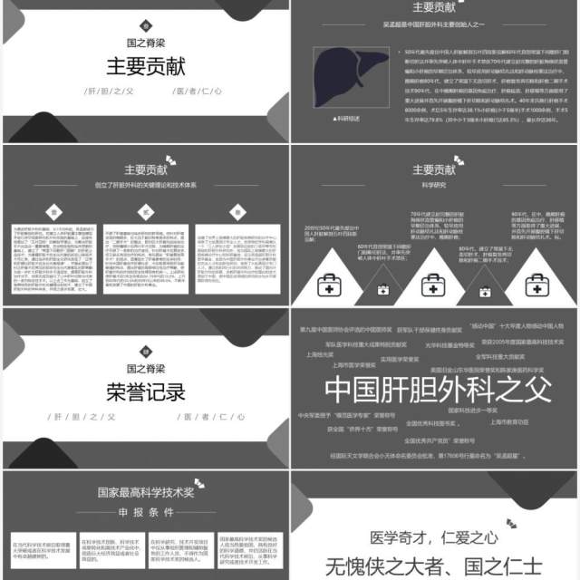 医者仁心吴孟超人物介绍ppt模板 医者仁心吴孟超人物介绍ppt模板