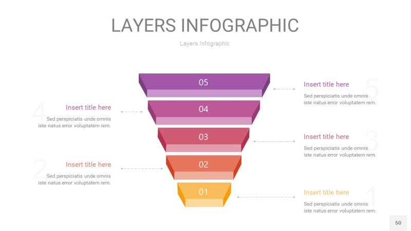 粉黄色3D分层PPT信息图50