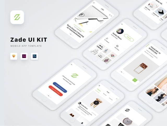 适用于Sketch,Photoshop和XD的90多款iOS手机屏幕模板,Zade Mobile UI KIT 适用于Sketch,Photoshop和XD的90多款iOS手机屏幕模板,Zade Mobile UI KIT
