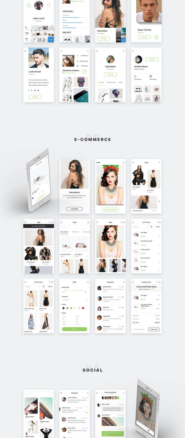 适用于Sketch,Photoshop和XD的90多款iOS手机屏幕模板,Zade Mobile UI KIT 适用于Sketch,Photoshop和XD的90多款iOS手机屏幕模板,Zade Mobile UI KIT