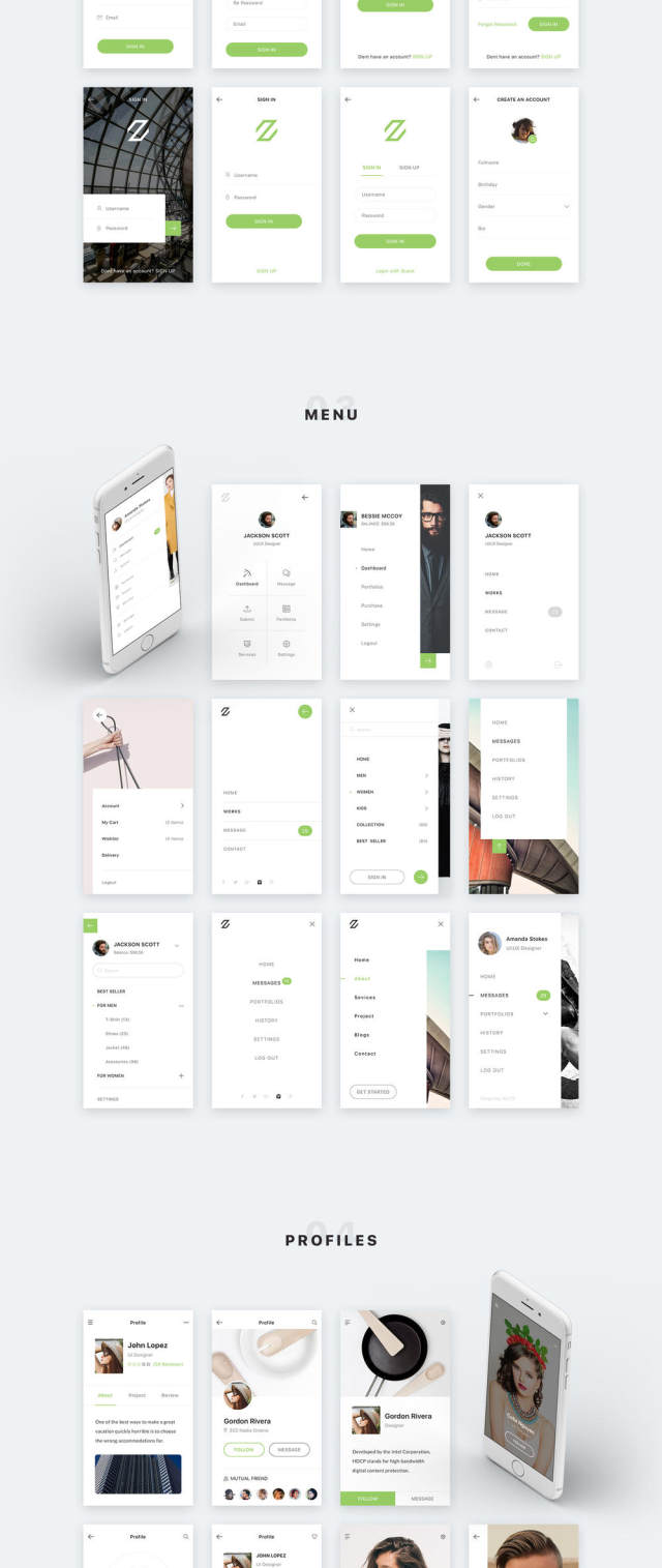 适用于Sketch，Photoshop和XD的90多款iOS手机屏幕模板，Zade Mobile UI KIT