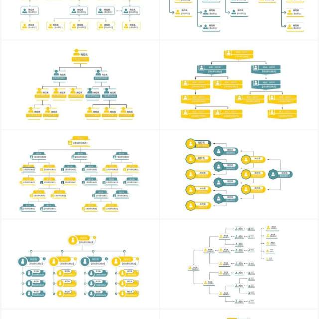 20页黄绿色企业组织架构可视化图表PPT模板
