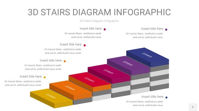 多色3D阶梯PPT图表2