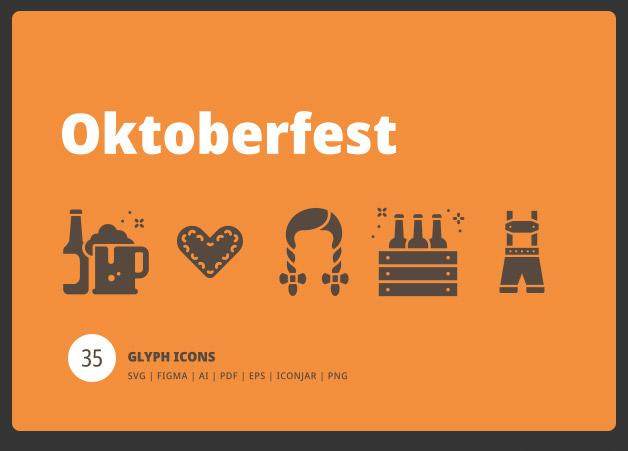 啤酒节标志符号图标元素Oktoberfest Glyph Icons