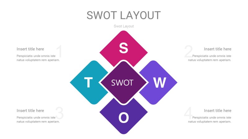 玫瑰紫SWOT图表PPT26