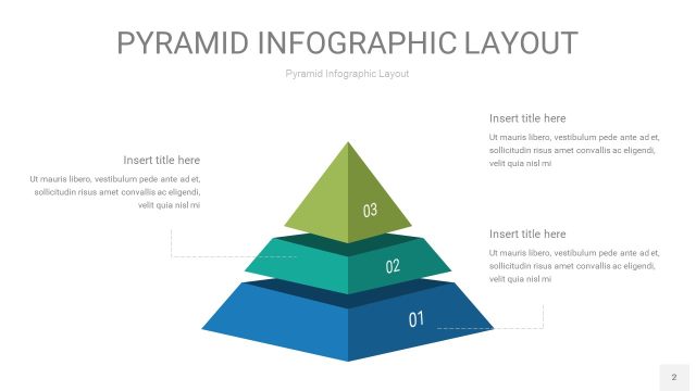 黄蓝绿色3D金字塔PPT信息图表2