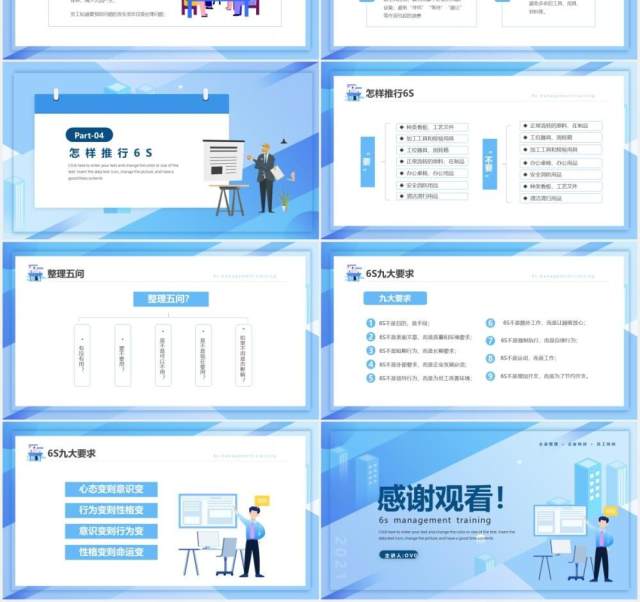 蓝色简约企业6s管理培训PPT模板