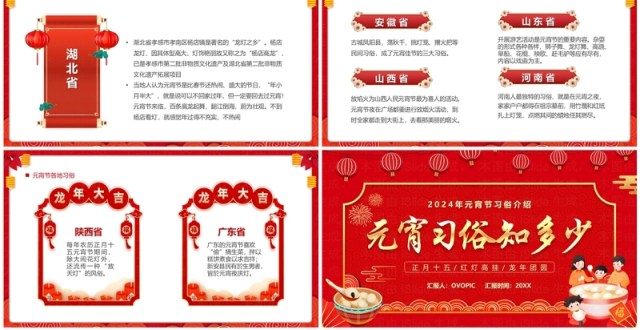 红色中国风元宵习俗知多少PPT模板 红色中国风元宵习俗知多少PPT模板