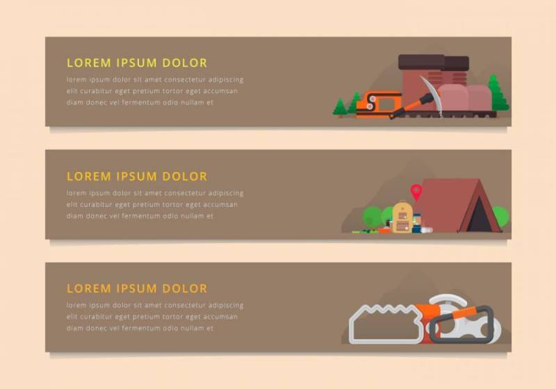 快拆工具和设备的插图。网横幅模板。