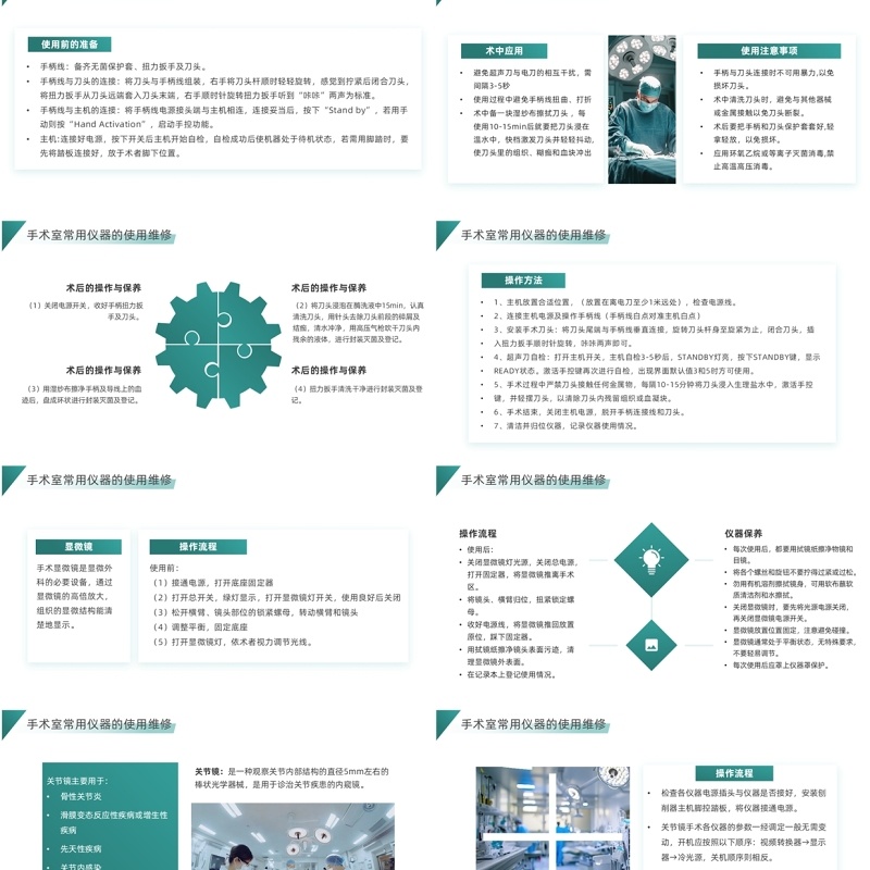 绿色简约风手术室仪器设备管理PPT模板