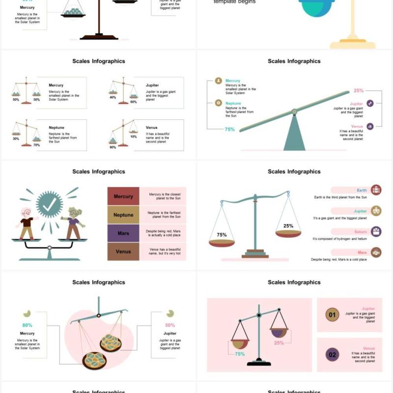 彩色天秤平衡可视化图表素材PPT模板