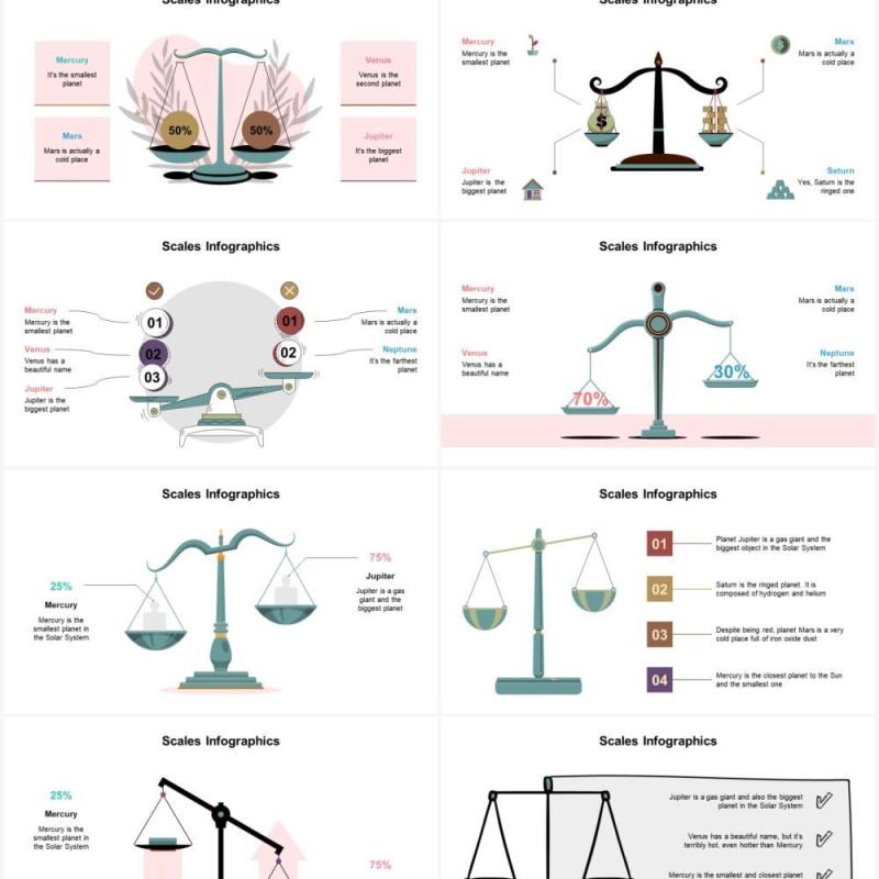 彩色天秤平衡可视化图表素材PPT模板