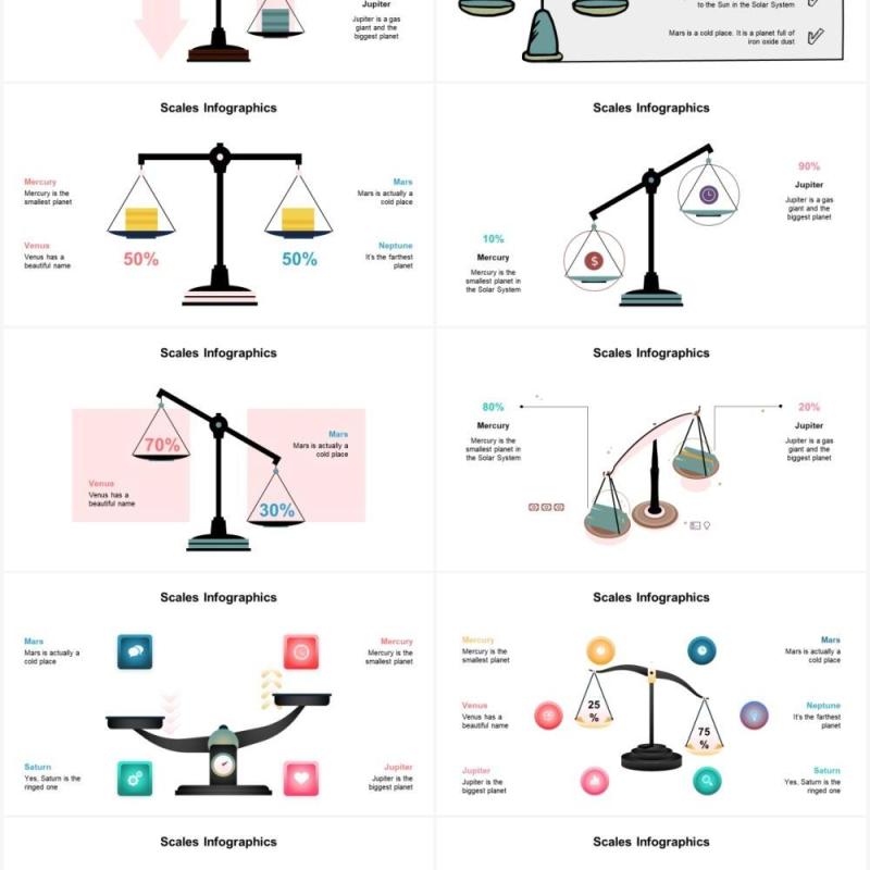 彩色天秤平衡可视化图表素材PPT模板