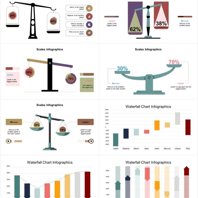 彩色天秤平衡可视化图表素材PPT模板