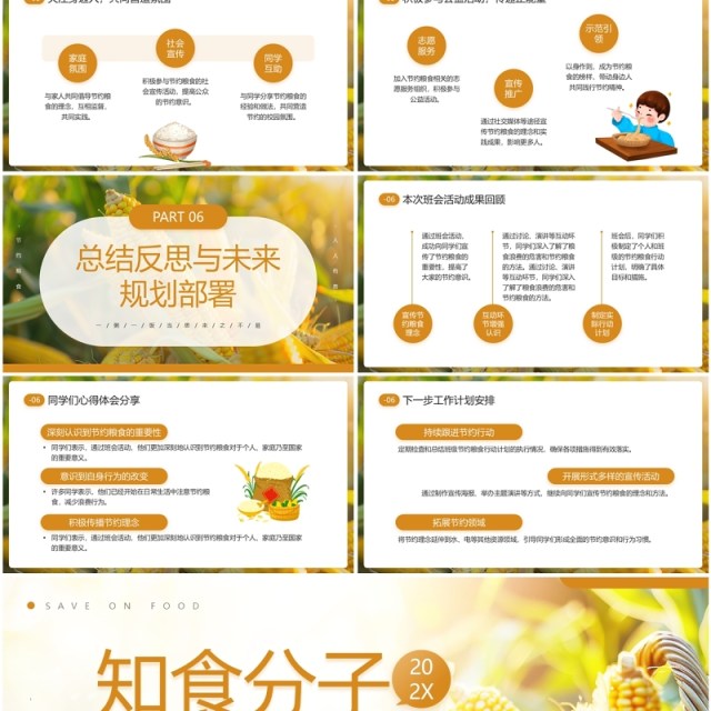 黄色简约风节约粮食主题班会PPT模板 黄色简约风节约粮食主题班会PPT模板