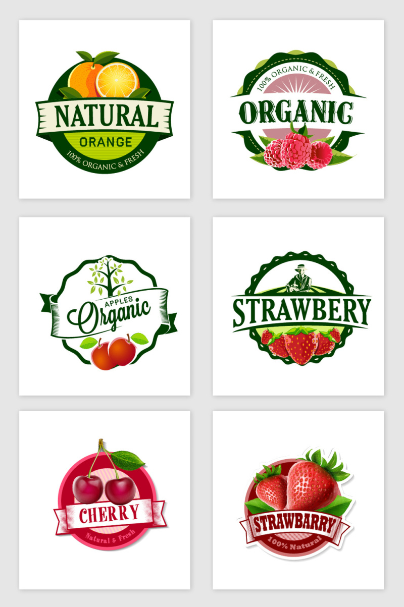 各种水果标签设计素材