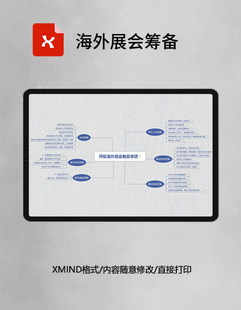 思维导图海外展会筹备XMind模板