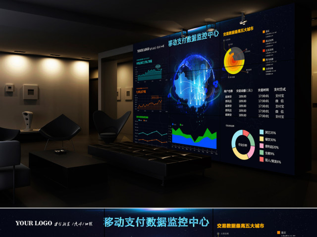 原创移动支付大数据可视化大屏界面-版权可商用