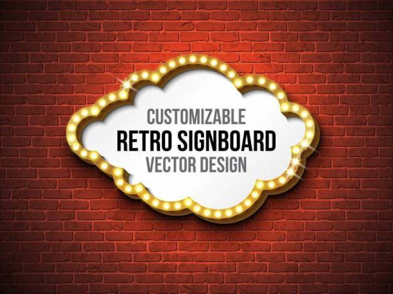 矢量复古招牌或灯箱插画