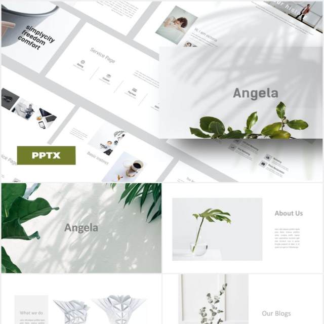 简约清新作品图片展示PPT模板Angela - Powerpoint template