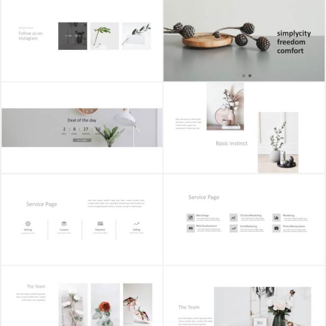 简约清新作品图片展示PPT模板Angela - Powerpoint template