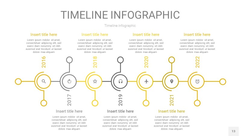 灰黄色时间轴PPT信息图13
