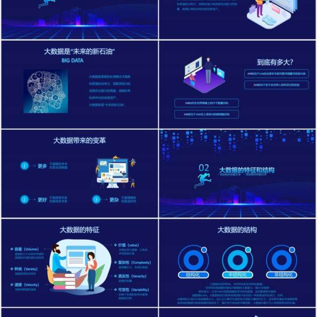 蓝色科技未来互联网大数据云计算PPT模板