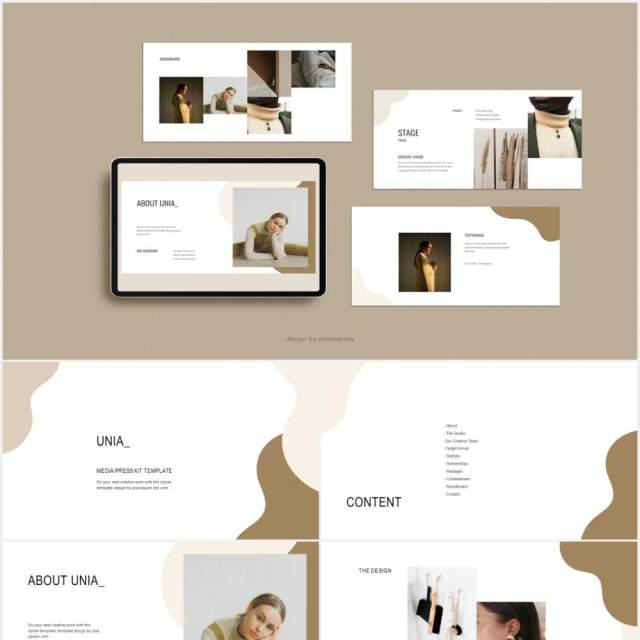 简约小清新图文展示PPT模板UNIA - Media Press Kit Powerpoint Template 简约小清新图文展示PPT模板UNIA - Media Press Kit Powerpoint Template