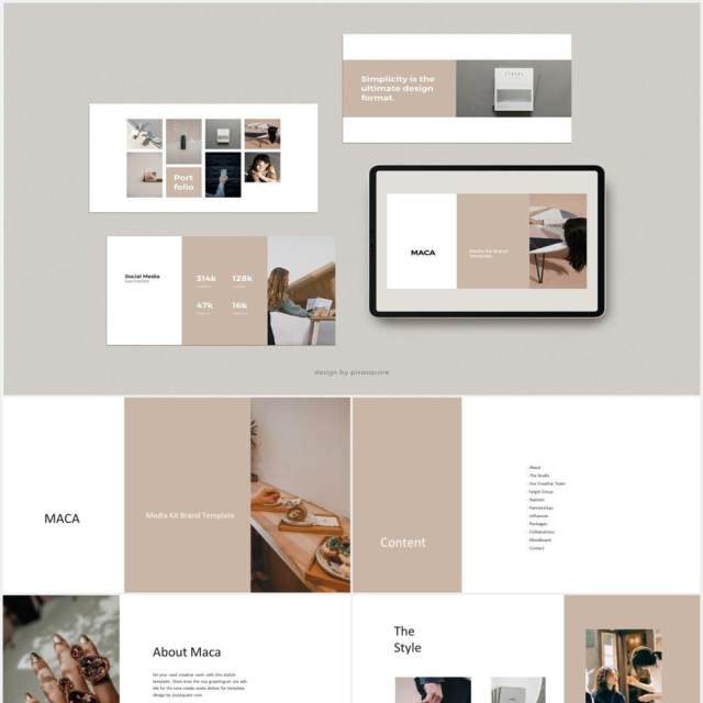 极简简约个人简历图文展示汇报PPT模板MACA - Powerpoint Media Kit Branding Template 极简简约个人简历图文展示汇报PPT模板MACA - Powerpoint Media Kit Branding Template