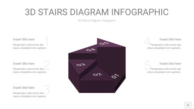 渐变深紫色3D阶梯PPT图表8