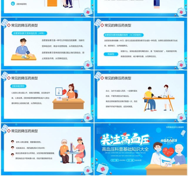 蓝色卡通风国际高血压日科普PPT模板 蓝色卡通风国际高血压日科普PPT模板