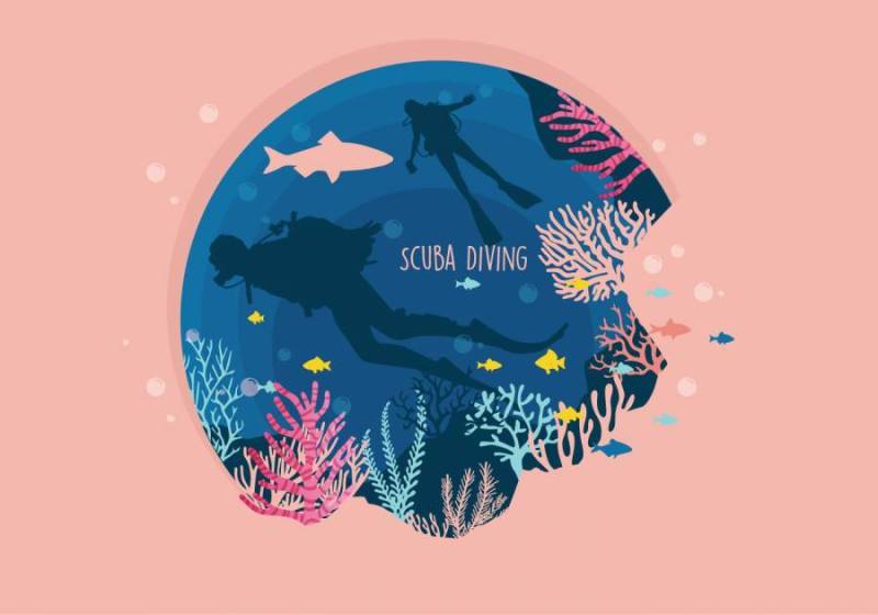 水肺潜水粉红色的颜色矢量