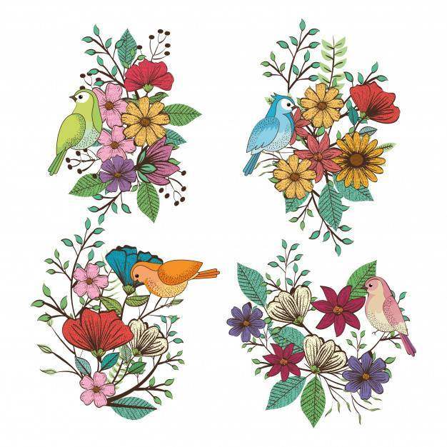 花卉装饰和鸟葡萄酒样式传染媒介例证设计