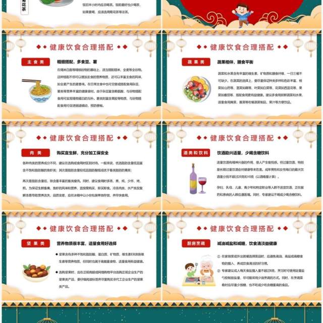 绿色中国风春节健康饮食知识PPT模板 绿色中国风春节健康饮食知识PPT模板