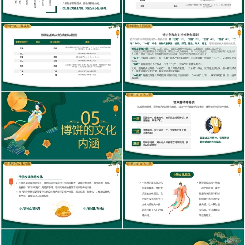 绿色中国风中秋博饼传统文化介绍PPT模板