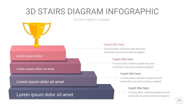 紫黄色3D阶梯PPT图表12