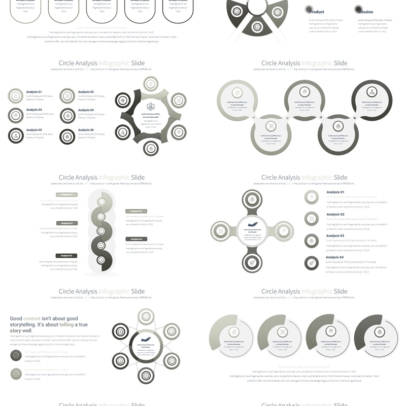 圆形信息图分析PPT模板Circle Analysis - Color 11 (Gold)