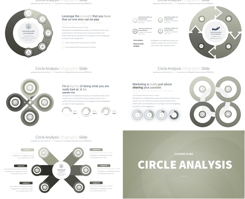 圆形信息图分析PPT模板Circle Analysis - Color 11 (Gold)