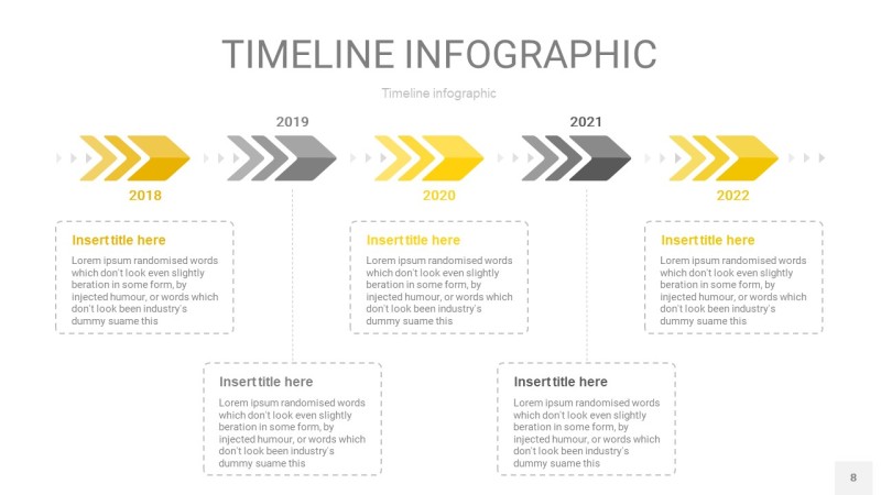 灰黄色时间轴PPT信息图8