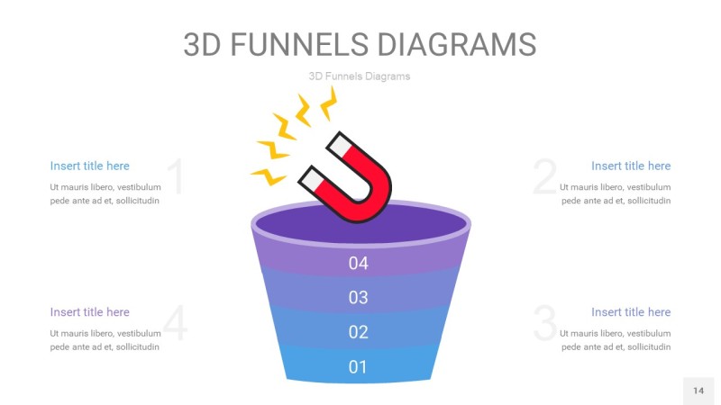 铁蓝色渐变3D漏斗PPT信息图表14