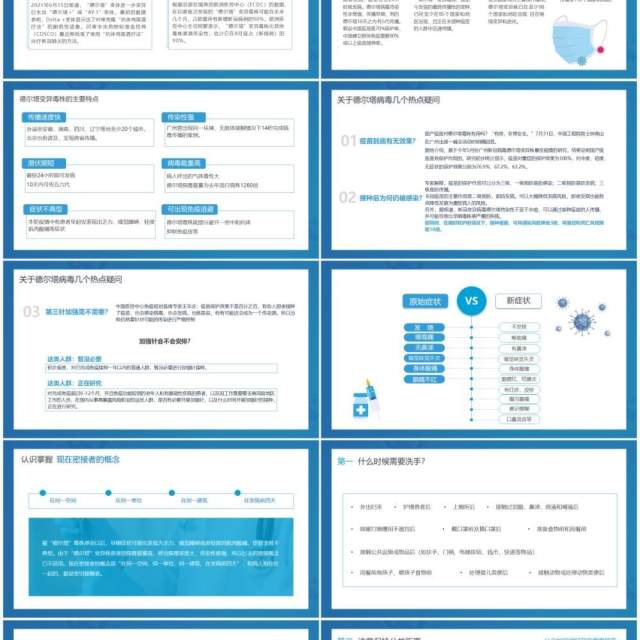 蓝色简约风德尔塔病毒预防知识培训宣传PPT模板