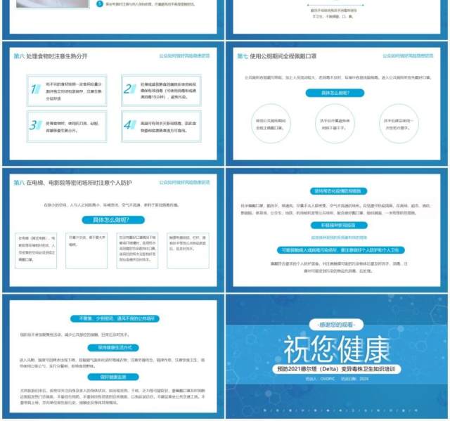 蓝色简约风德尔塔病毒预防知识培训宣传PPT模板